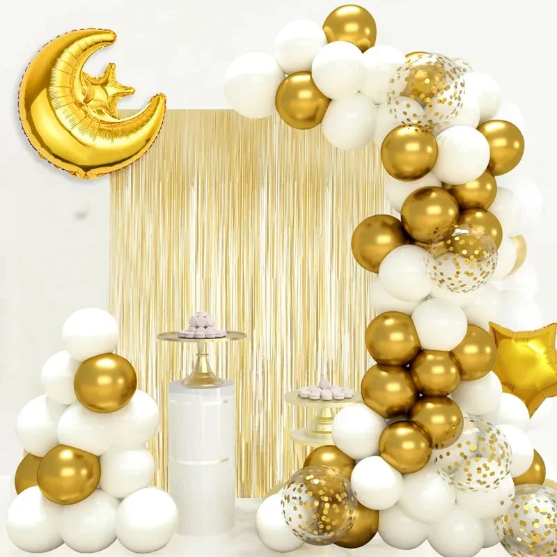 Eid Mubarak Balloons Background Ramadan Kareem Decoration Ramadan Mubarak Islamic Muslim Happy Eid Festival Party Supplies 2025