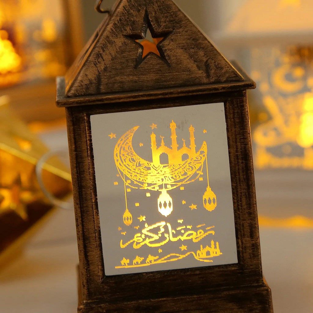 2025 Eid Mubarak Wind Lantern Ornaments Ramadan Led Portable Lamp Eid Al Adha Gifts Muslim Gurbang Ramadan Decoration for Home