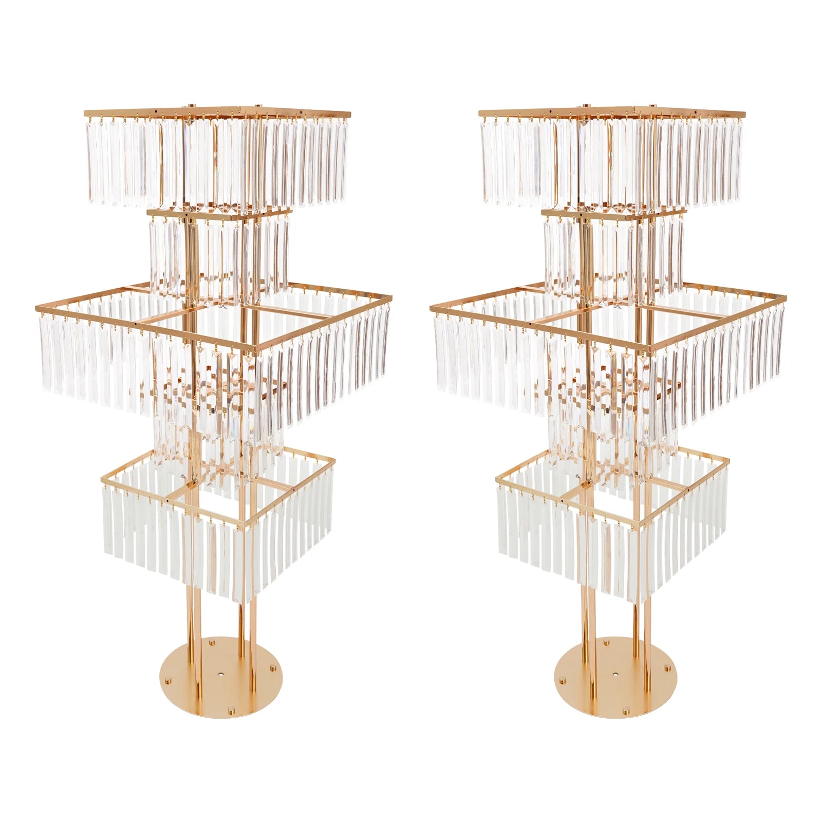 2pcs 5-Tier Flower Stand for Wedding Birthday Party Events Flower Vase Stand for Centerpieces Wedding Flower Stand Gold/silver