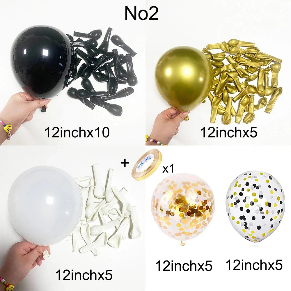 12inch Black Metallic Gold Latex Balloon Set Black Gold Confetti Balloon Graduation Globos Birthday Party Baby Shower Decoration