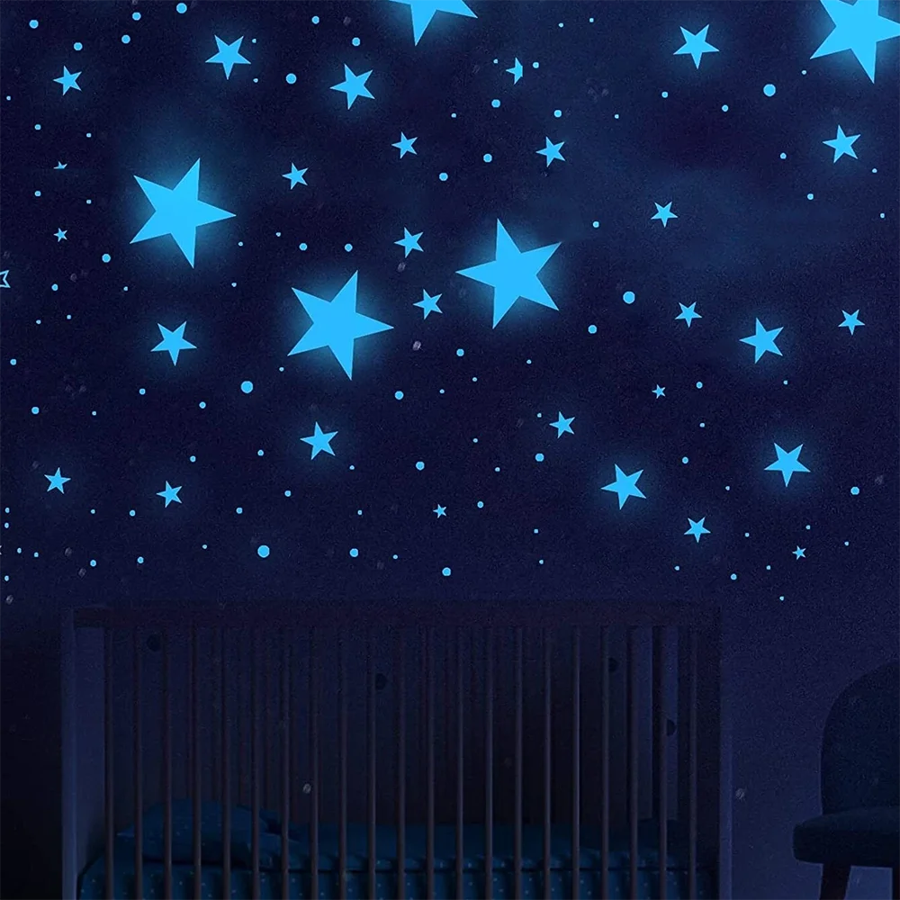 100/50/3pcs Glow In The Dark 3D Star Moon Wall Stickers Glow Sticker Christmas New Year Bedroom Ceilings Decor Glow Wall Sticker