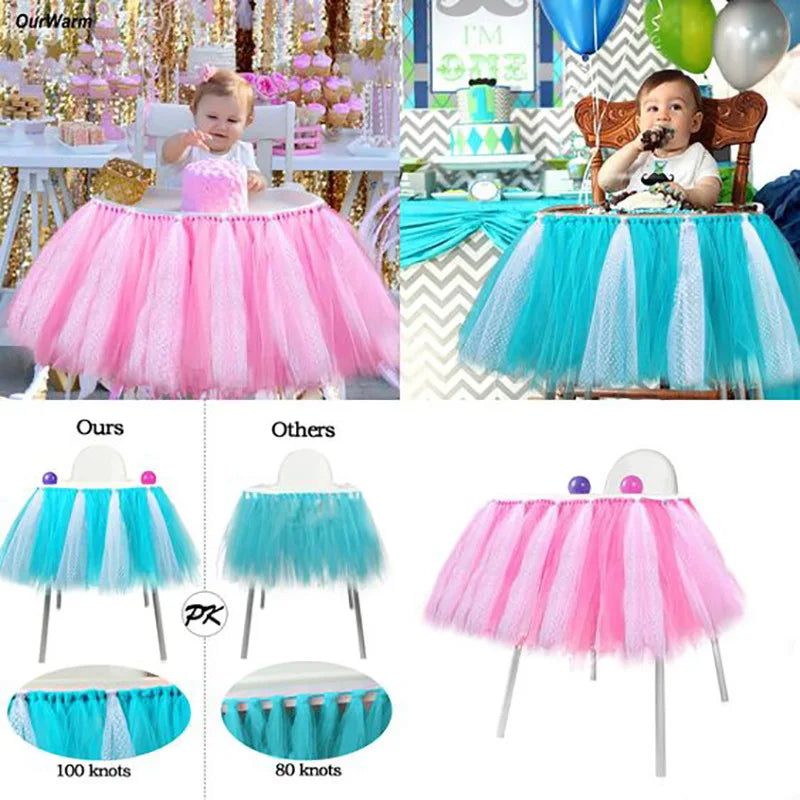 Tutu Chair Skirt Mesh Chair Skirt Children's Table Chair Skirt Party Decorative Chair Skirt Baby Birthday Party Decoration