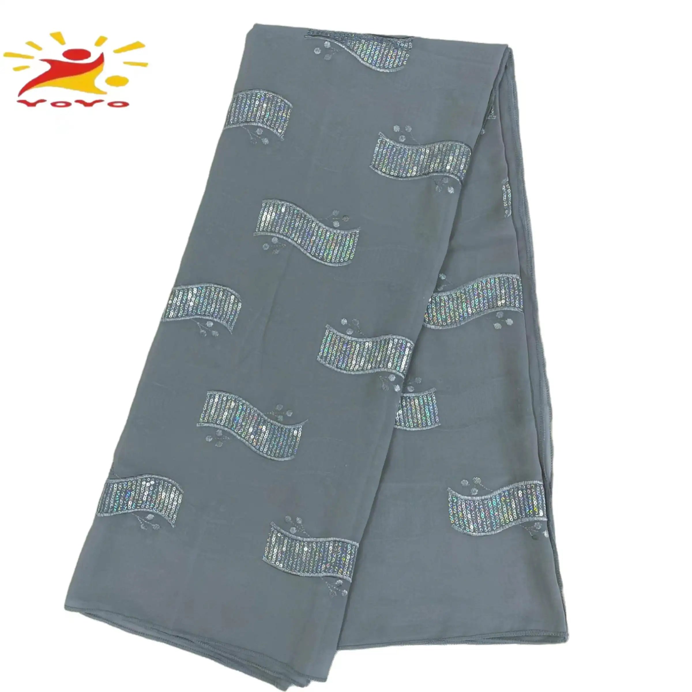 2022Latest Selling African Muslim Chiffon Sequin Embroidered Scarf Large Size Shawl Lslamic Ramadan Hijab 210*120cm