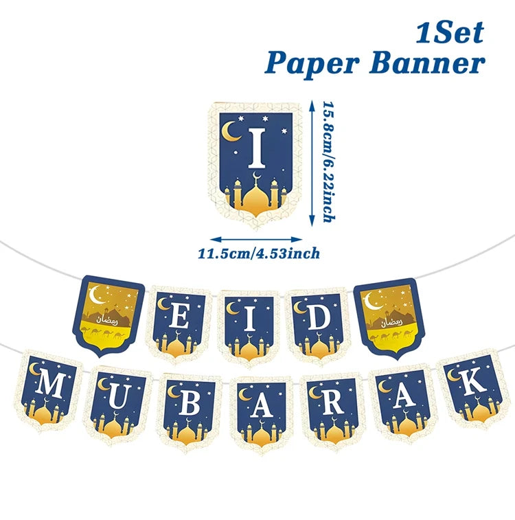Umrah Mubarak Banners EID Mubarak Decoration 2025 for Home Bunting Banner Ramadan Kareem Islamic Muslim Party Eid Al Adha Gifts