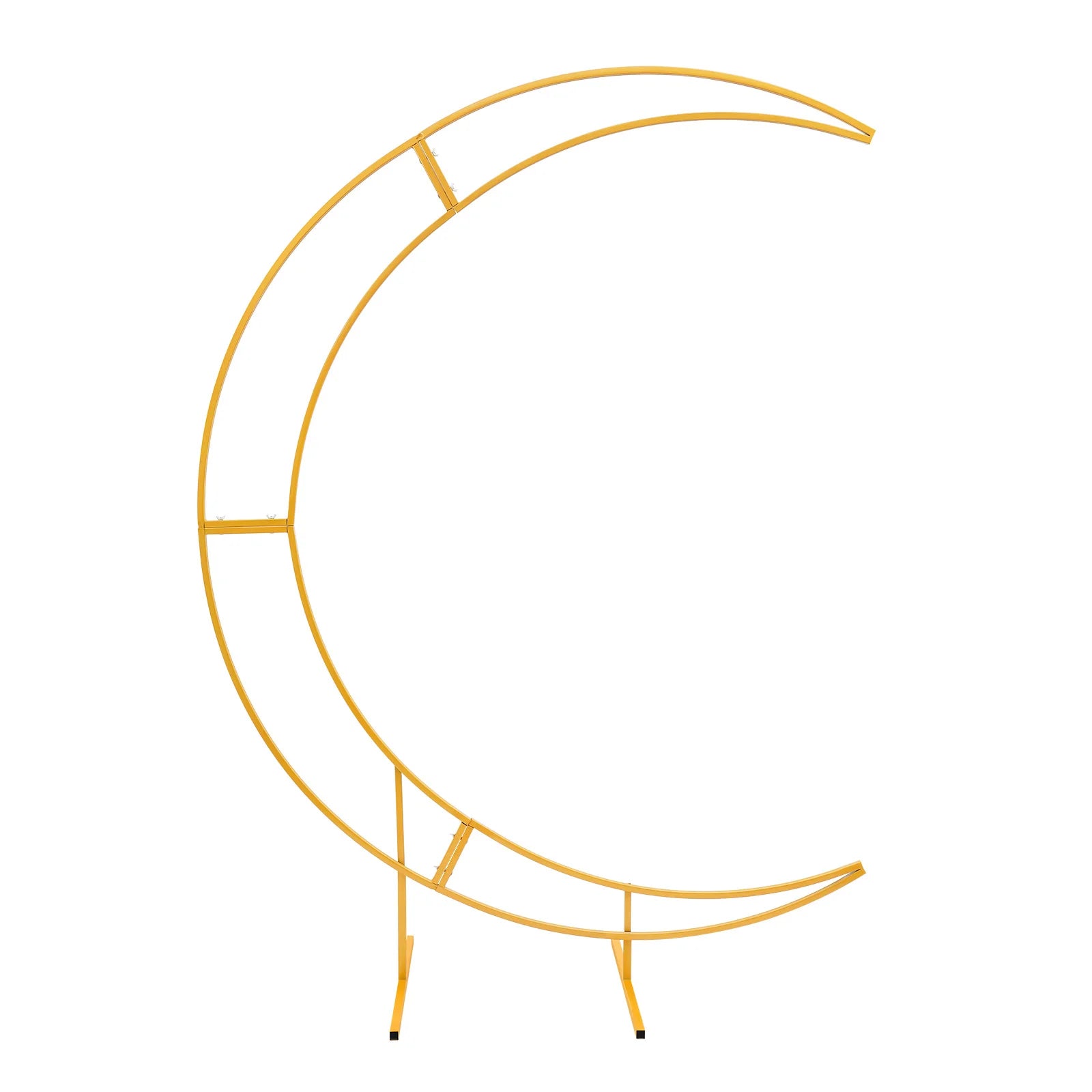 7-foot Gold Metallic Crescent Wedding Arch Stand Curved Floral Balloon Frame Backdrop Support Suitable for Multiple Occasions