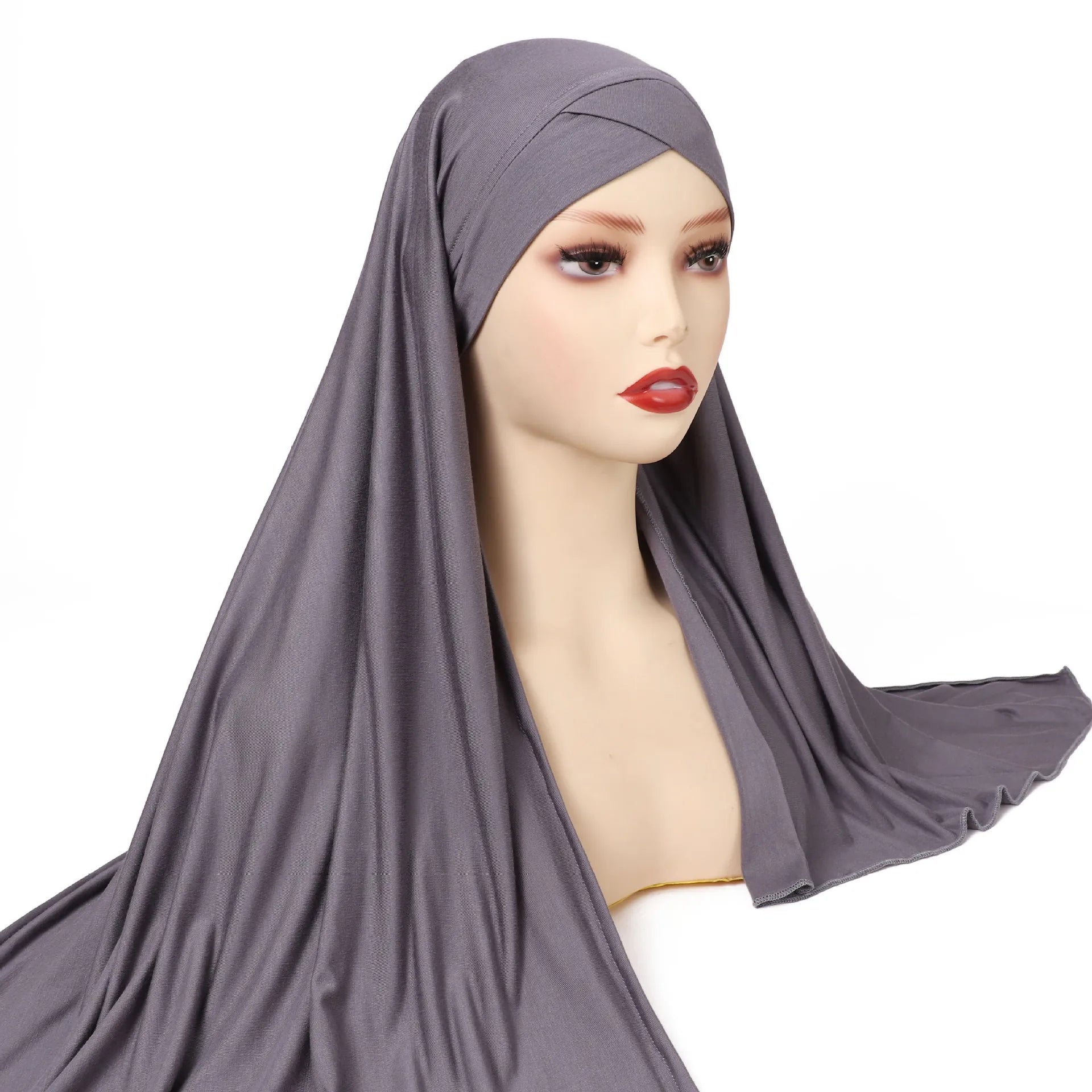 Women Turban Modal Jersey Hijab Lightweight Soft Forehead Cross Instant Hijab Shawls and Wraps Muslim Stretch Head Scarf Mujer