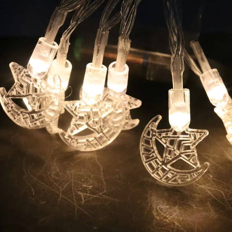 Eid Mubarak Moon Star LED String Light Eid Islamic Muslim Party Supplies Kareem Ramadan Decoration For Home Eid Al-Fitr Ornament