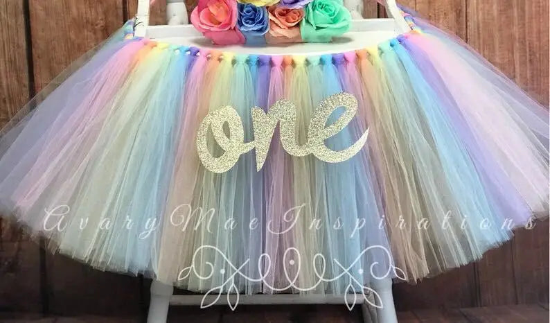 Tutu Chair Skirt Mesh Chair Skirt Children's Table Chair Skirt Party Decorative Chair Skirt Baby Birthday Party Decoration