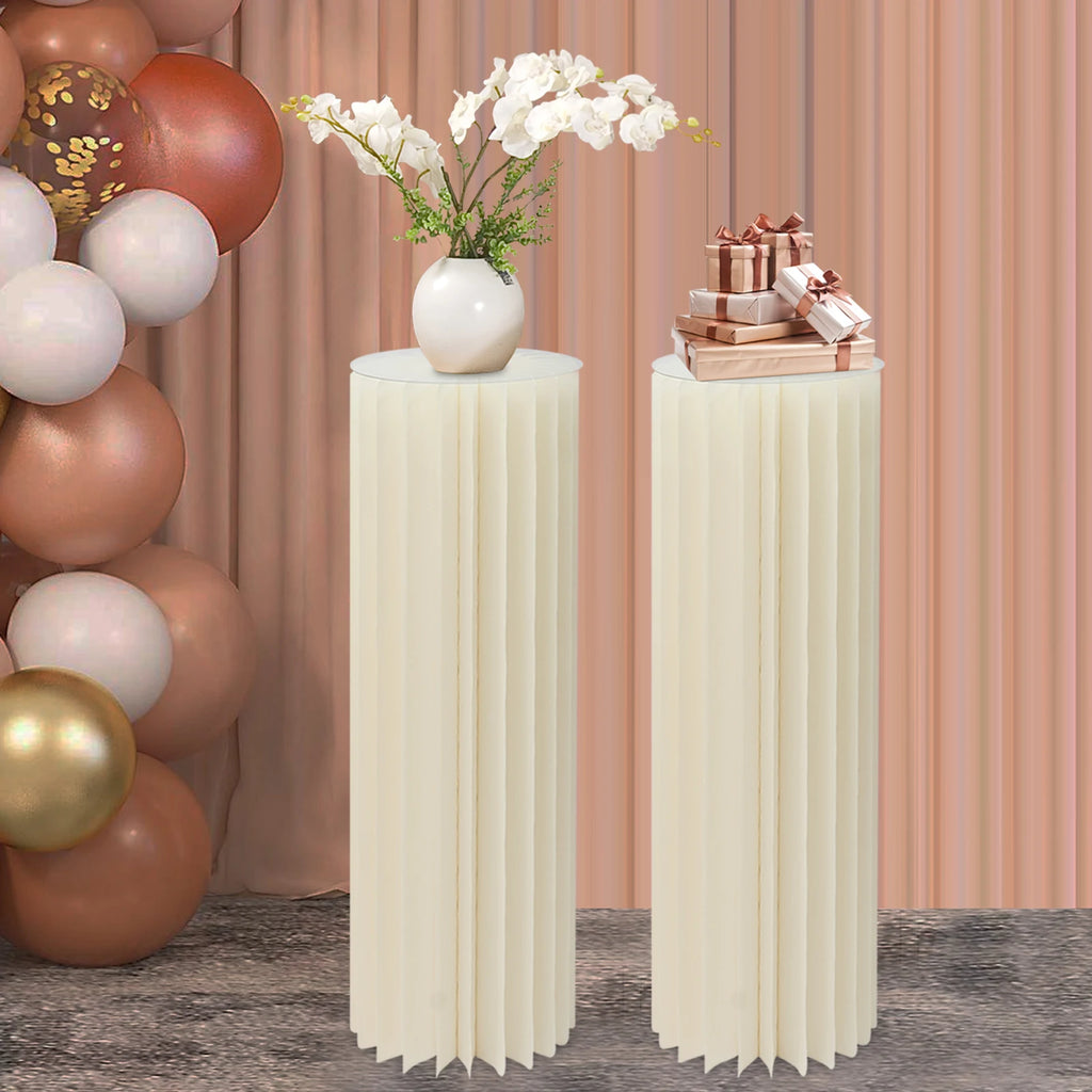 3pcs/2pcs Foldable Cardboard Centerpiece Display Cylinder Flowers Stand Columns Display for Wedding Party Garden Decoration