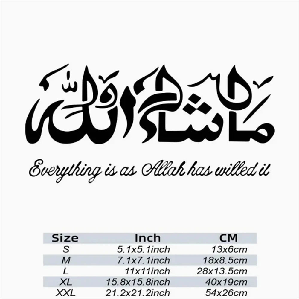 1 PC Creative Masha Allah Art Car Stickers Vinyl Decal Sticker Calligraphy Muslim Mural Wall Decor