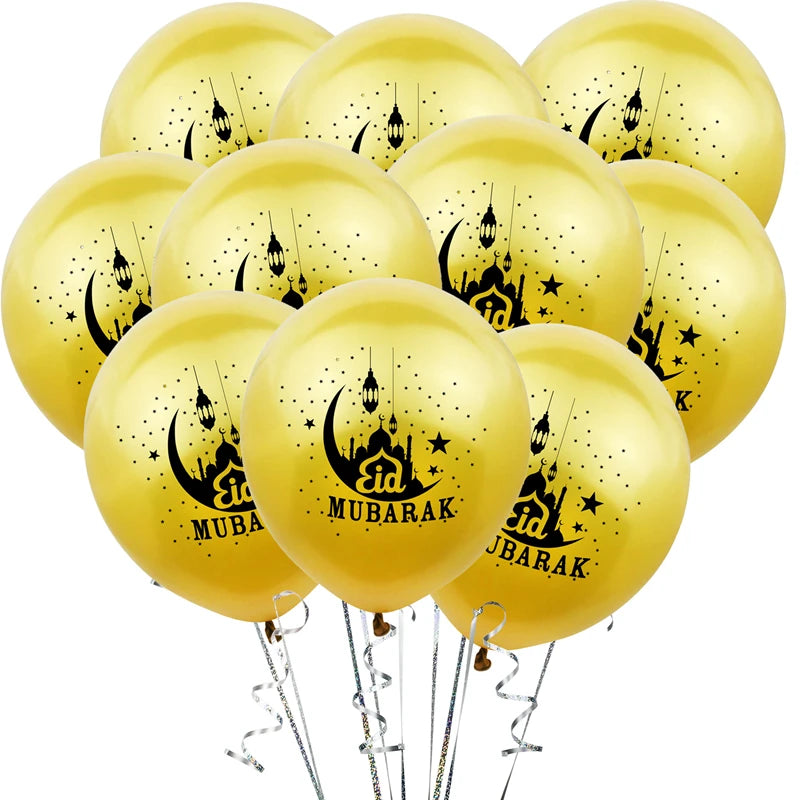Eid Mubarak Party Tableware Set Gold Disposable Plate Cup Napkins Banner 2026 Islamic Muslim Supplies Ramadan Kareem Decorations