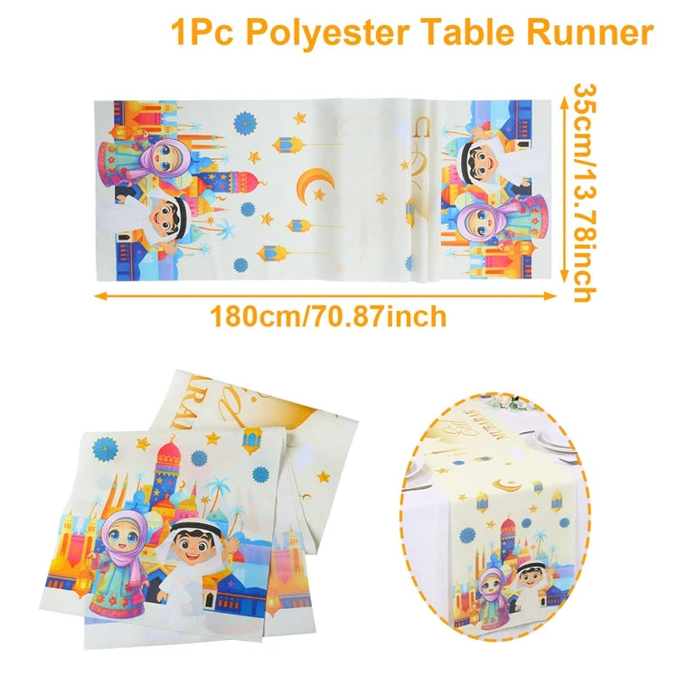 Ramadan Table Runner Eid Mubarak Decoration 2026 for Home Ramadan Kareem Ramadan Mubarak Islamic Muslim Party Eid Al-Fitr Gifts