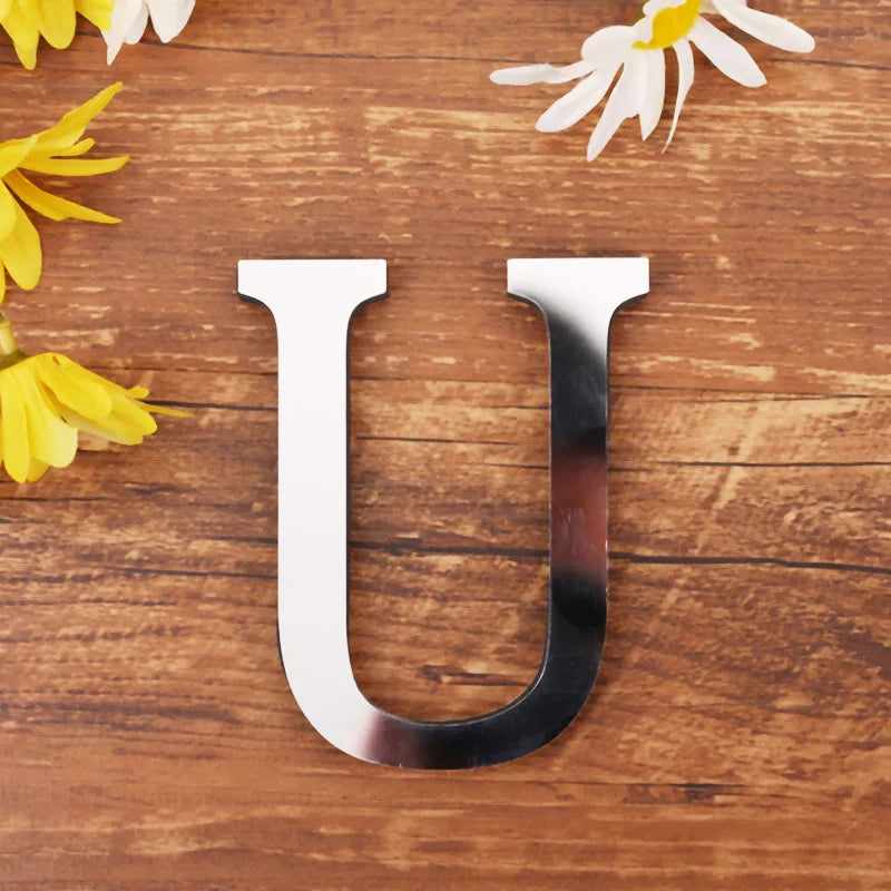 Acrylic Mirror 3D Alphabet  House Number Wall Sticker English Alphabet Sticker Decoration Wedding love letters Decorative