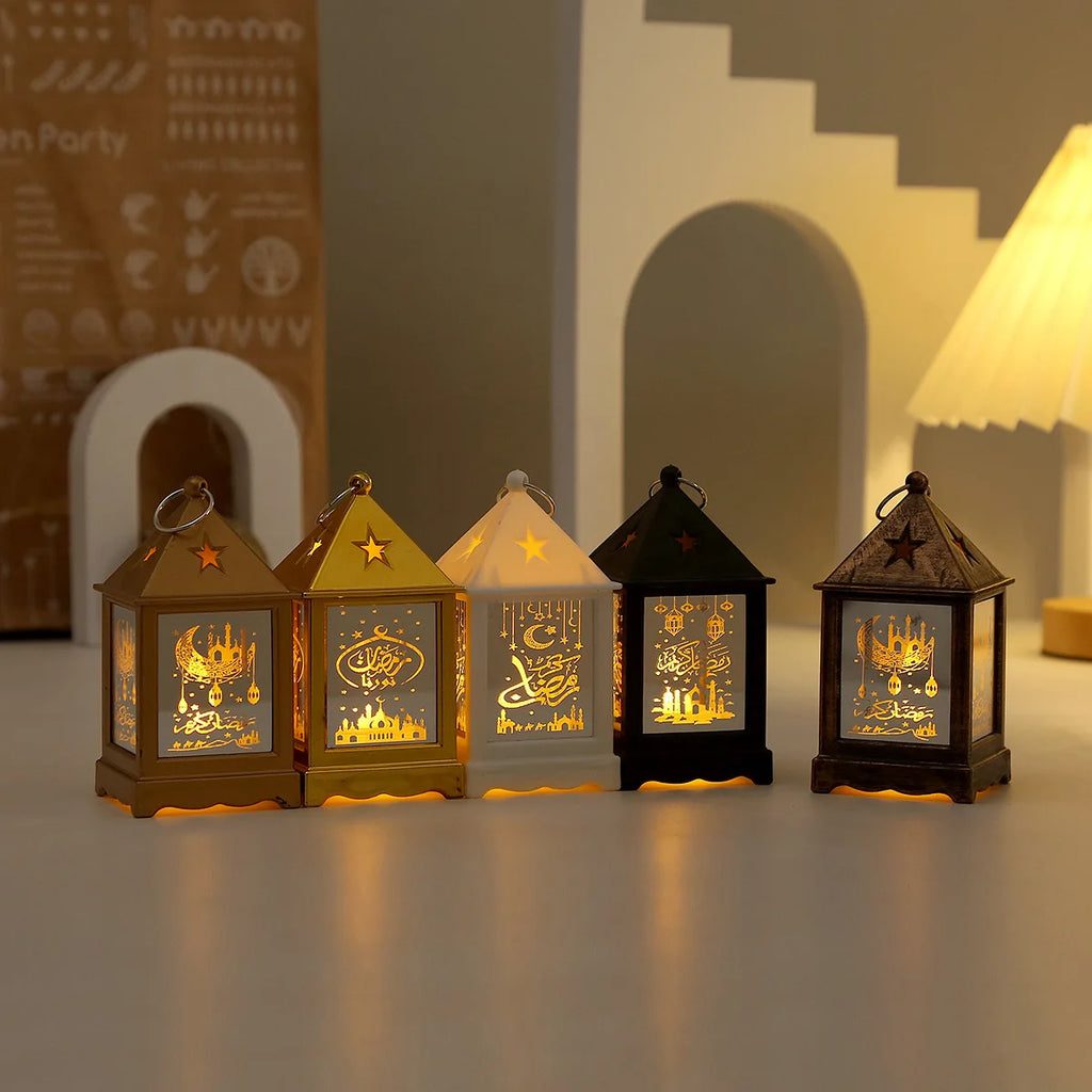 2025 Eid Mubarak Wind Lantern Ornaments Ramadan Led Portable Lamp Eid Al Adha Gifts Muslim Gurbang Ramadan Decoration for Home