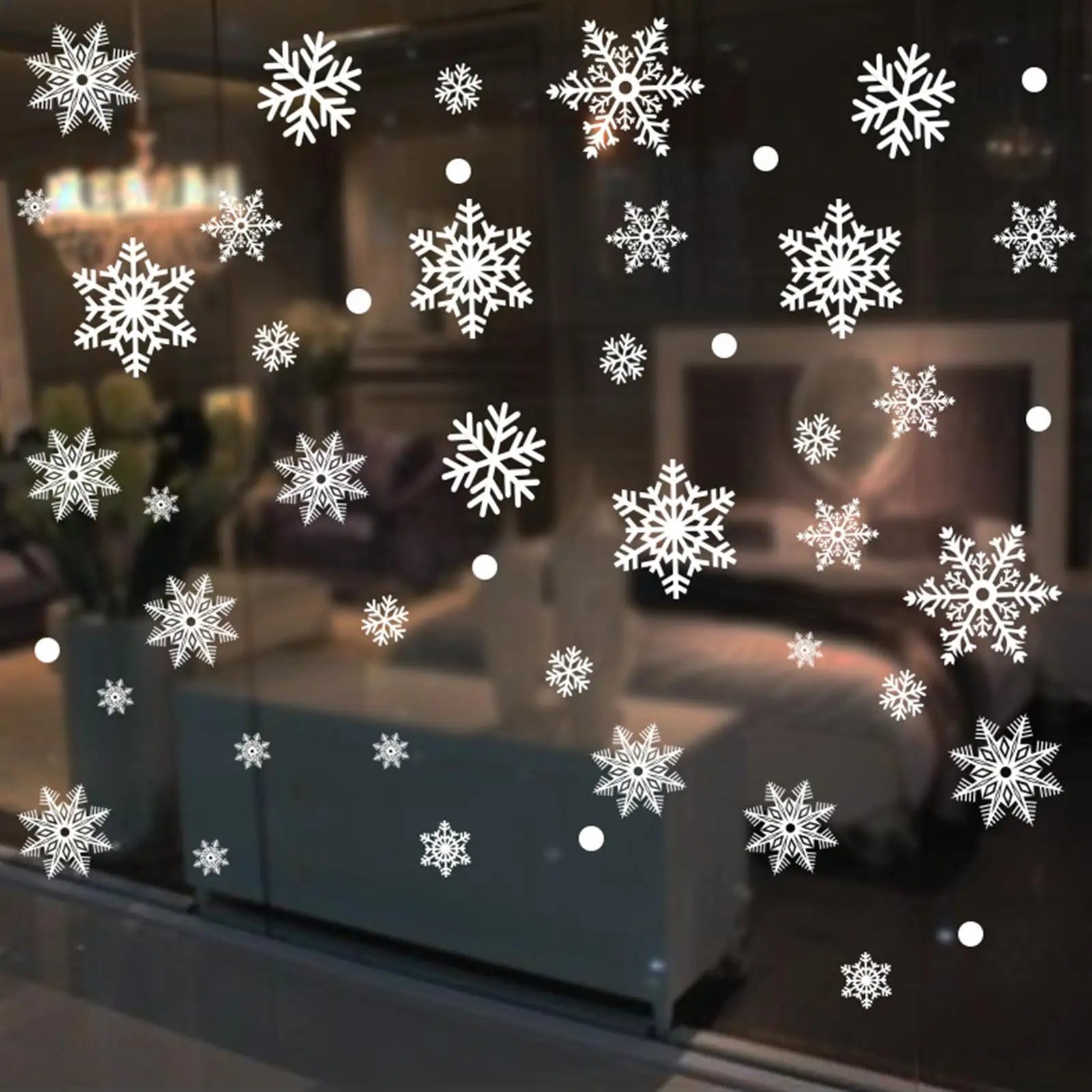 Christmas Snowflake Window Flowers PVC Electrostatic Stickers for Glass Reusable Winter Decorative Stickers