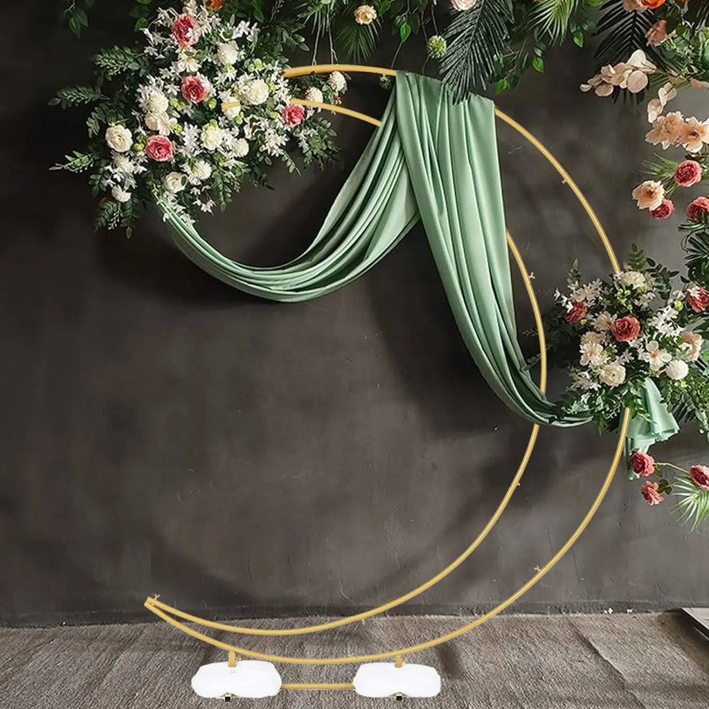 6.9ft Balloon Arch Stand Curved Wedding Arch Backdrop Stand Moon Arch for Ceremony Birthday Party(Gold)