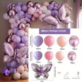 Butterfly Balloon Garland Arch Kit Macaron Purple Pink Orange Balloon Girls Birthday Party Wedding Anniversary Event Decoration