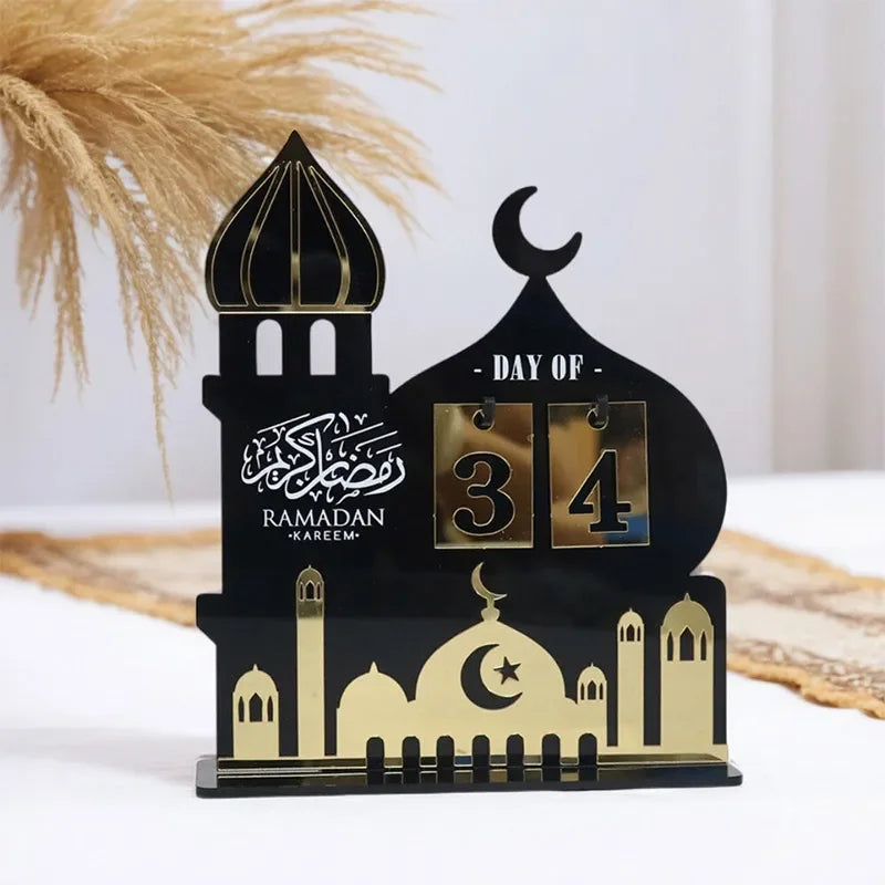 Acrylic Ramadan Countdown Calendar Gifts Day of Ramadan Calendar with Replacing Number 2026 Eid Mubarak Home Decoration