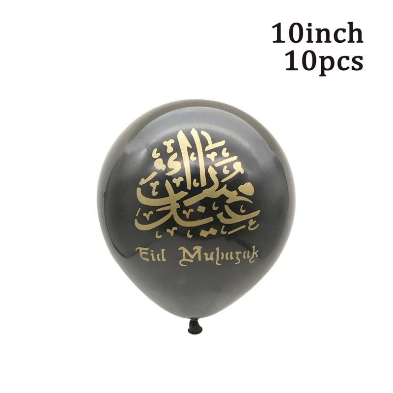 10Pcs Eid Umrah Mubarak Latex Balloon Ramadan Kareem Festival Muslim Islamic Ramadan Party Eid Al-Firt Home Decoration Supplies