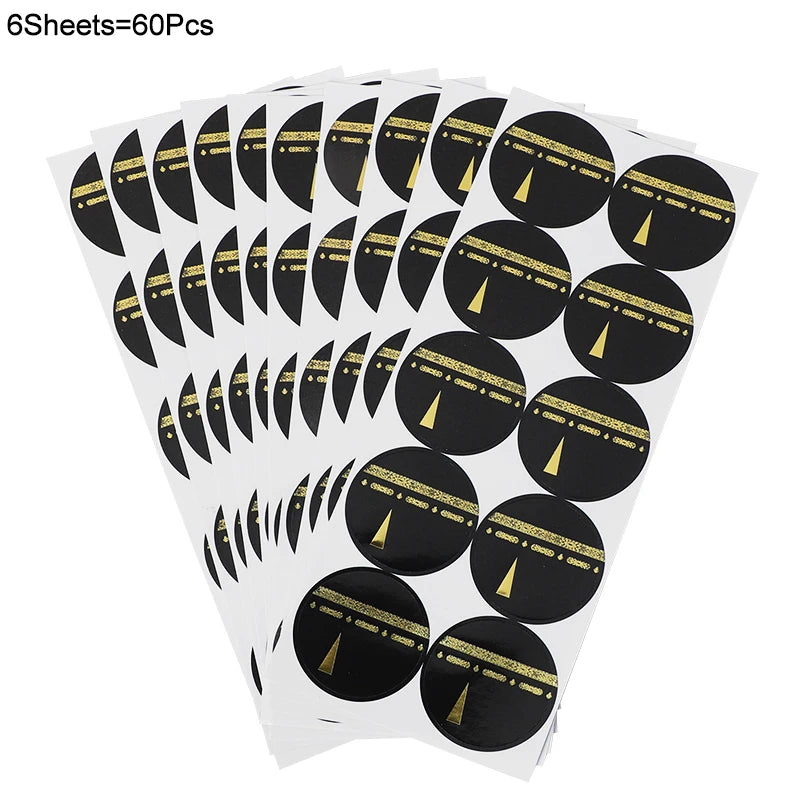 30/60pcs 4cm Umrah Mubarak Paper Stickers Muslim Islamic Party Gift Wrapping Decoration Eid Ramadan Candy Box DIY Label Sticker