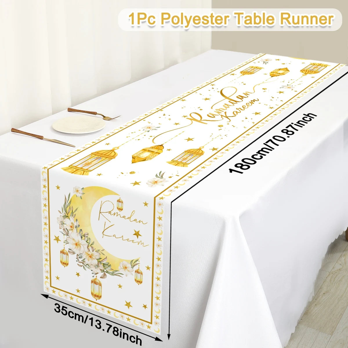 Ramadan Kareem Table Runner Ramadan Decor For Home 2026 Tablecloth Islamic Muslim Party Supplies Ramadan Kareem Eid Al-Fitr Gift