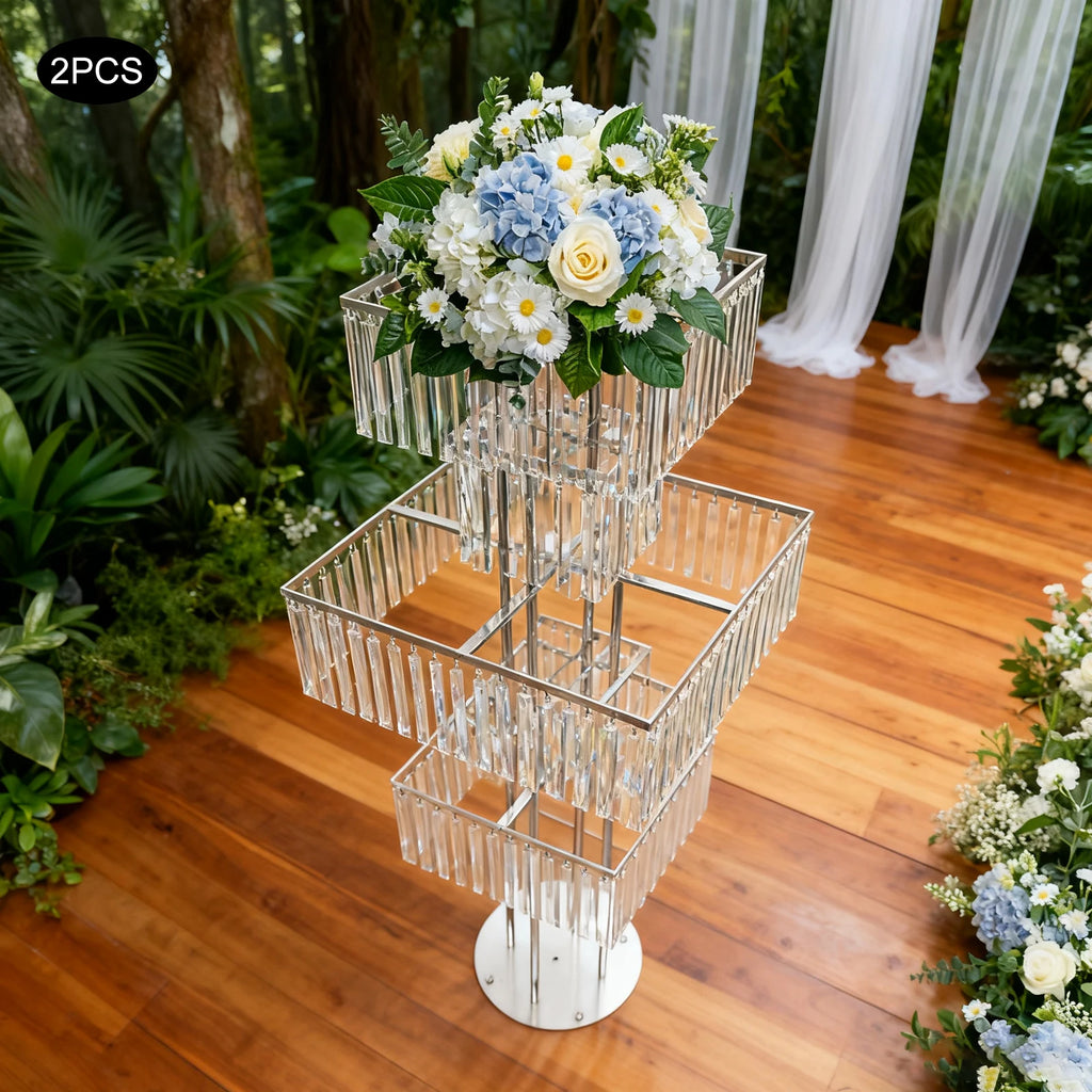 2pcs 5-Tier Flower Stand for Wedding Birthday Party Events Flower Vase Stand for Centerpieces Wedding Flower Stand Gold/silver