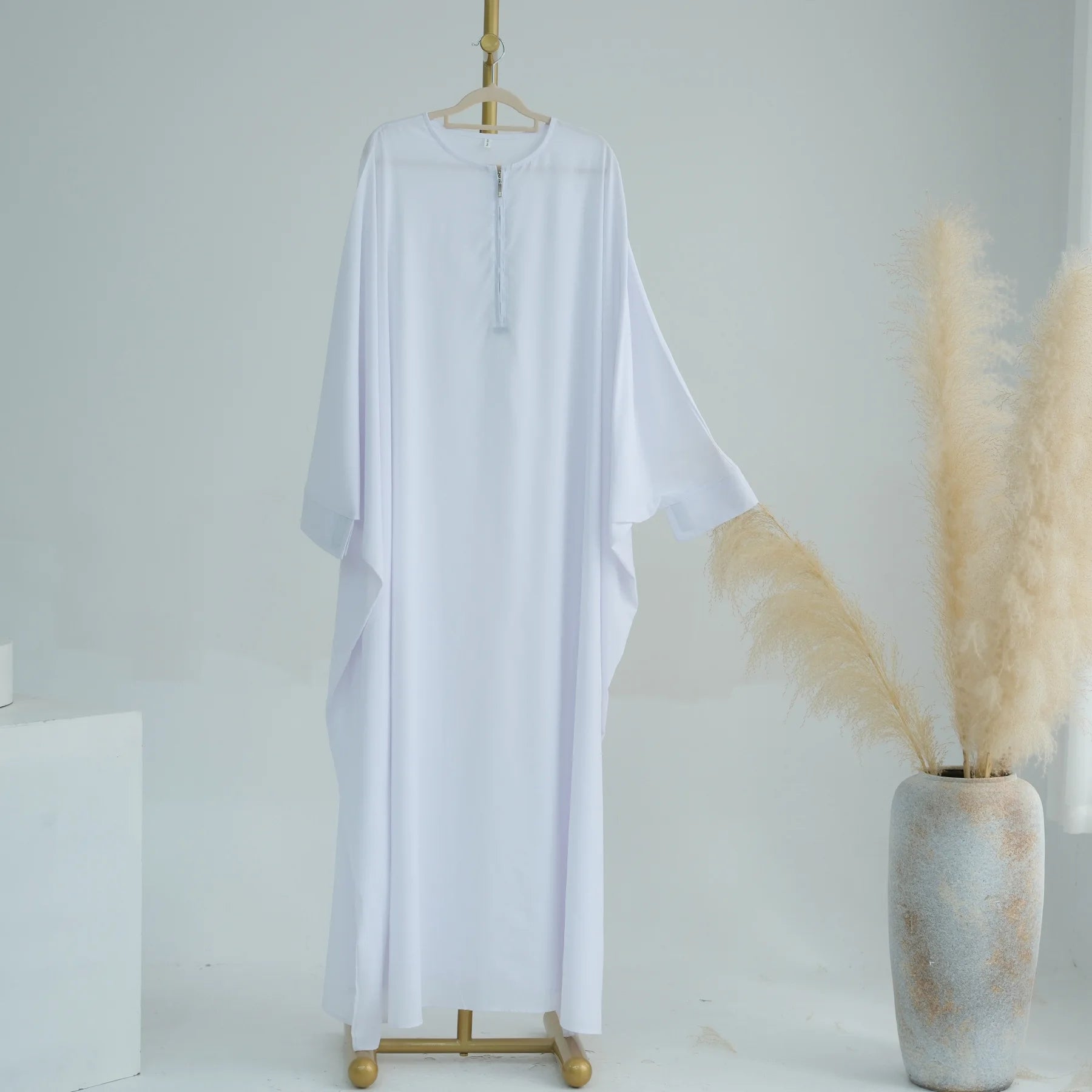 Muslim Women Ruffles Hijab Dress 2PCS – Overhead Abaya & Kaftan Set