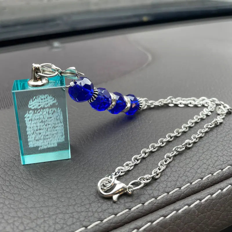 Islam Blue Beads Quran Allah Ayatul Kursi Crystal Car Hanging Pendant