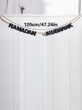 Ramadan Kareem Mubarak Banner Decor Black Felt Letters Garland with Wooden Beads Islamic Eid Festival Wall Hanging Ornament Gift