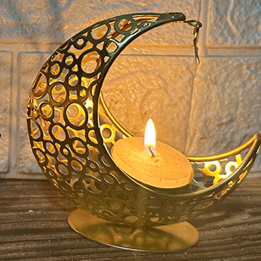 Eid Mubarak Candle Holder Moon Candle Holder Home Islamic Muslim Party Decor Ramadan Candlestick Holder Eid Mubarak Table Decor
