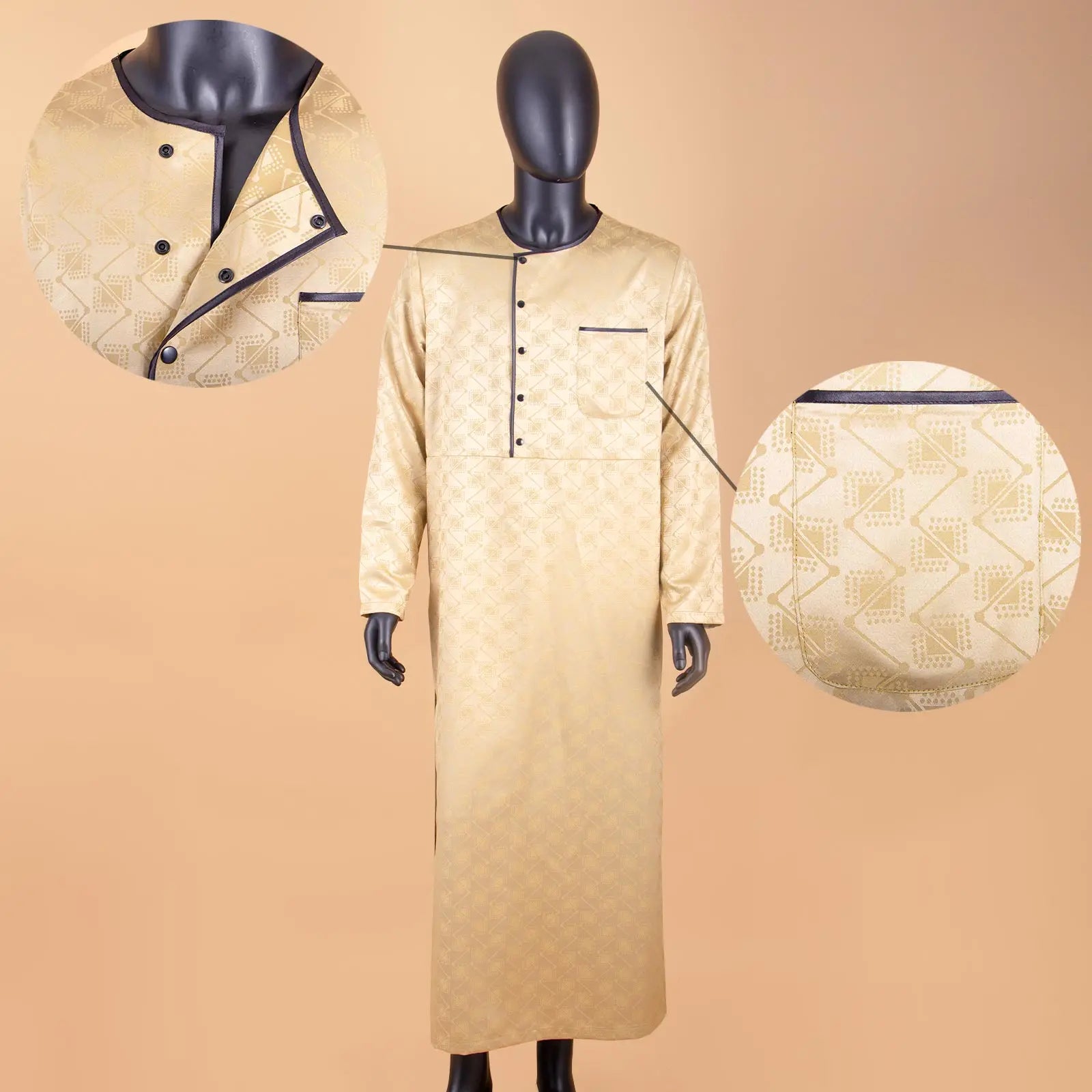 African Middle East Arabic Long Robes Vintage Muslim Kaftan Abayas Men Leisure Buttons Long Sleeve O Neck Jubba Thobe T2014005
