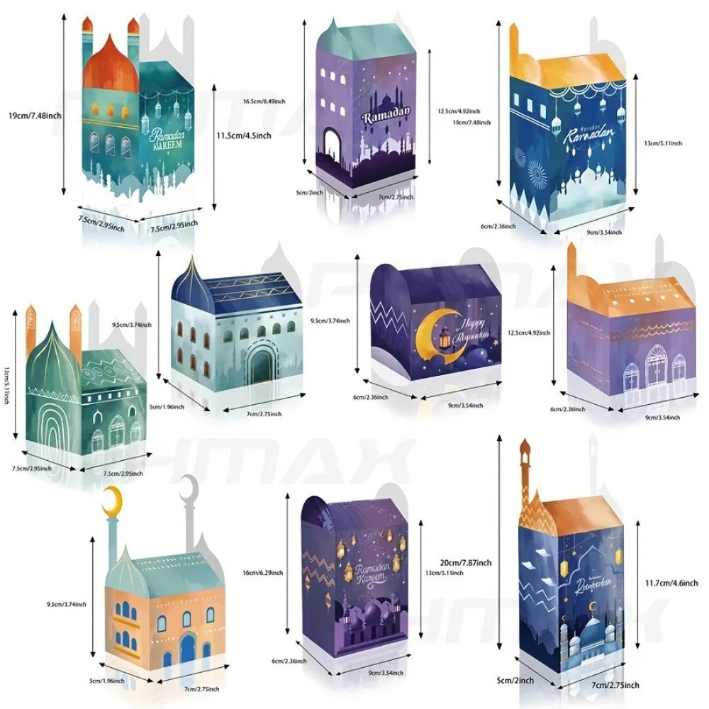 30-piece Ramadan "Exotic Countdown Gift Box"! Mosque Night Scene Design, Colourful and Unique Shapes, Printing Ramadan Dates,