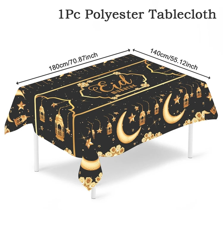 Eid Mubarak Tablecloths Ramadan Decoration 2025 for Home Islamic Muslim Party Decor Ramadan Kareem Tableware Eid Al Adha Gifts