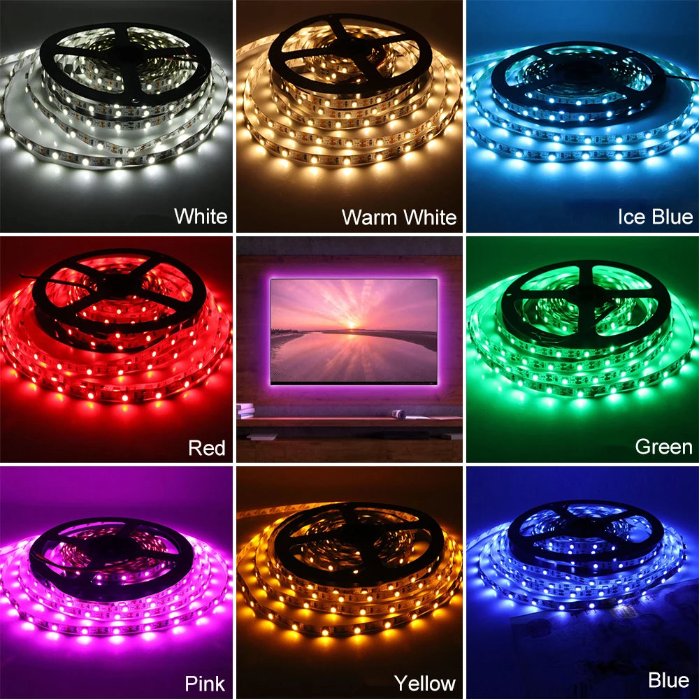 USB LED Strip Light DC5V 2835 With Dimmer/ON OFF Switch Warm Cool White Red Blue Green Pink Led Ribbon Ceiling Cabinet Light