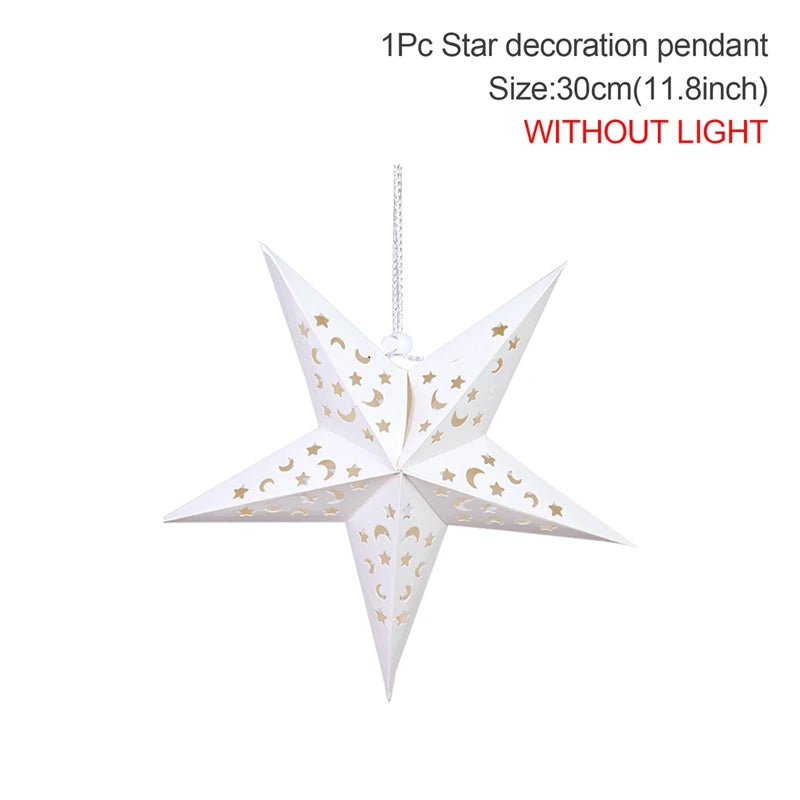 30-75cm Hollow Star Hanging Pendant Eid Mubarak Christmas Ramadan Decoration 2024 Islamic Muslim Party Decor Ramadan Kareem Gift