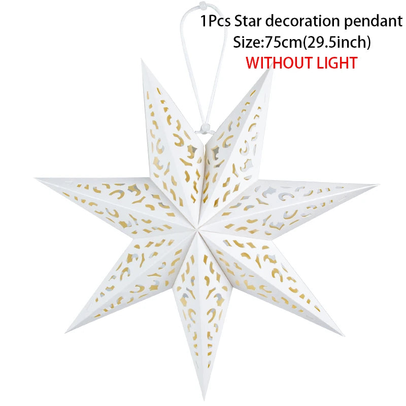 Hollow Star Hanging Pendant Light Eid Mubarak Ramadan Kareem Decoration 2024 paper Lantern Islamic Muslim Party Supplies wedding
