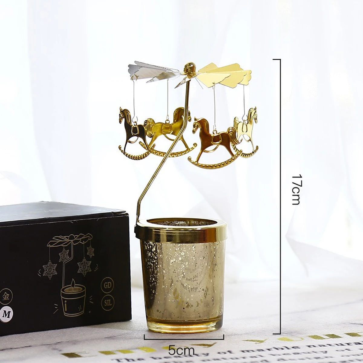 Gold Metal Rotating Tealight Candle Holder for Table Design Candlesticks‌ - Elegant Dining Room Decor, Unique Centerpiece