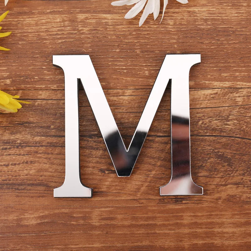 Acrylic Mirror 3D Alphabet  House Number Wall Sticker English Alphabet Sticker Decoration Wedding love letters Decorative