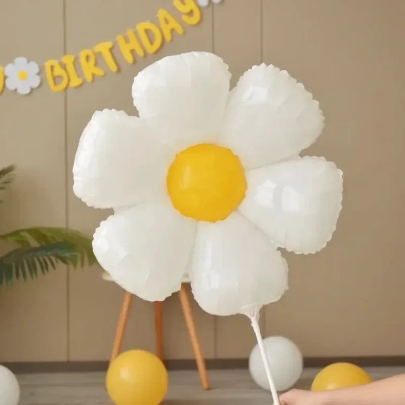 10/1PCS White Daisy Flower Balloon Multi Size Sunflower Foil Balloons Helium Ball Children Birthday Party Baby Shower Decoration