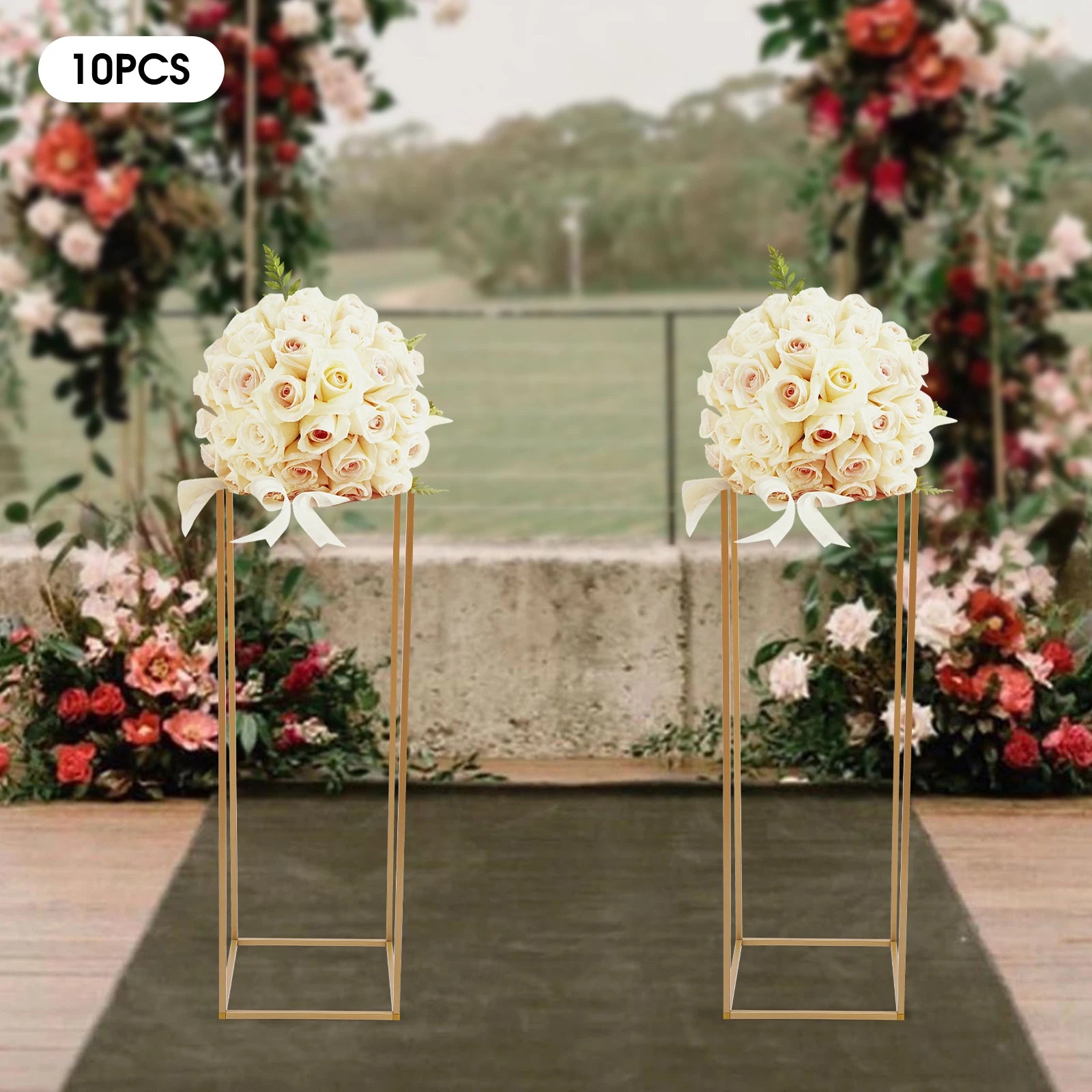 10Pcs 80cm Geometric Metal Stands Flower Vase Holders Wedding Party Centerpiece