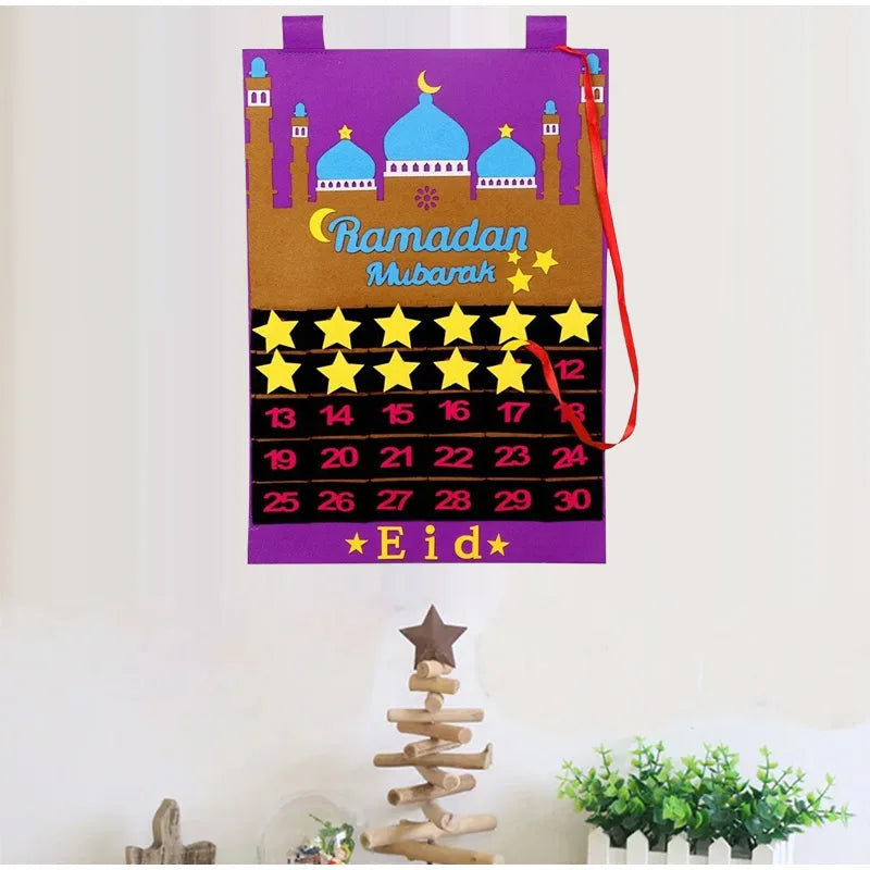 2026 Eid Mubarak Countdown Calendar Ramadan Muslim Party Hanging Calendar Decoration Craft Eid Al-adha Desktop Ornaments Gifts