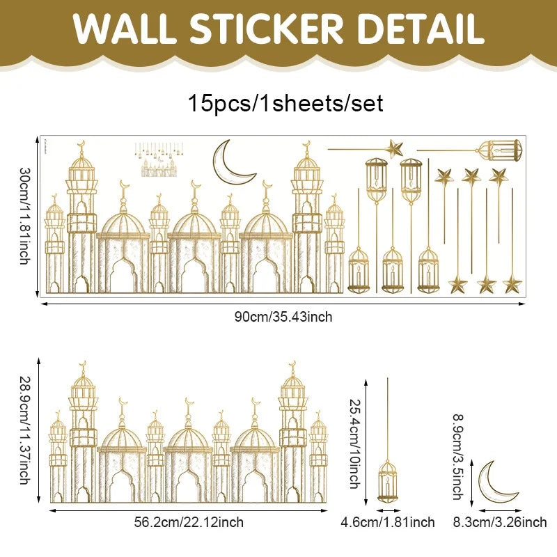 Eid Window Stickers Ramadan Decoration Eid Mubarak Decor for Home 2026 Ramadan Kareem Islam Muslim Party Supplies Eid Al-fitr