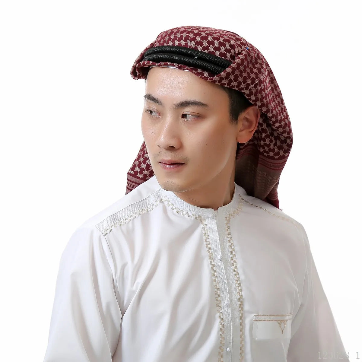 Men Muslim Head Scarf Saudi Arab Dubai Traditional Islamic Clothing Male Headscarf Hijab Plaid Turban Shemagh Gutra Prayer Wear