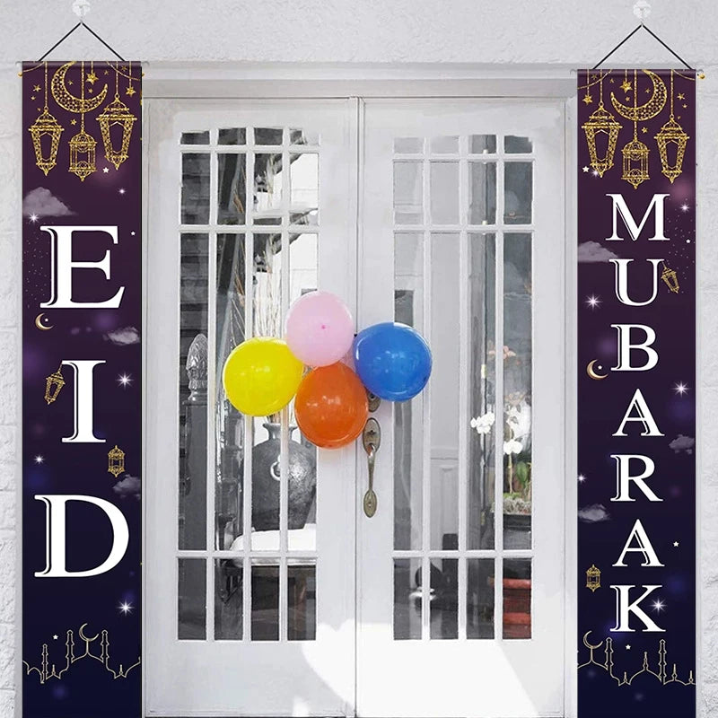 Hot Stamping Stars Moon Eid Al Fitr Party Decorations Ramadan Castle Star Pendants Muslim Party Decorations Party Table Flag