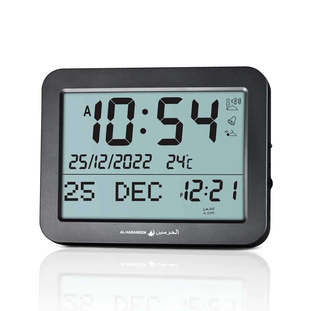 Muslim Clock Mecca Time for All Islamic Prayers with Multiple Azan Sound Qiblah Direction Temp Hijir Calendar and Audio Out