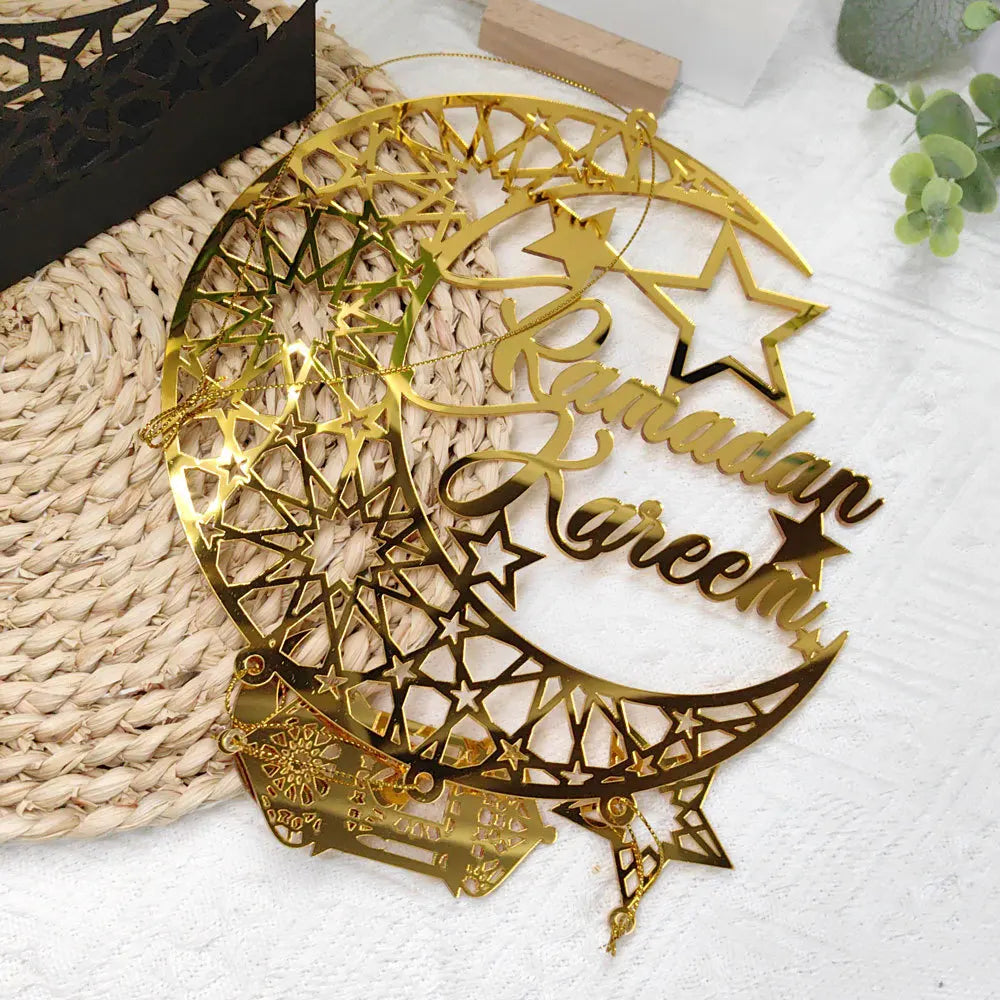 1PC Acrylic Ramadan Kareem Moon Star Wall Pendant Eid Mubarak Ornaments for Home Eid Al Fitr Muslim Islamic Holiday Party Decor