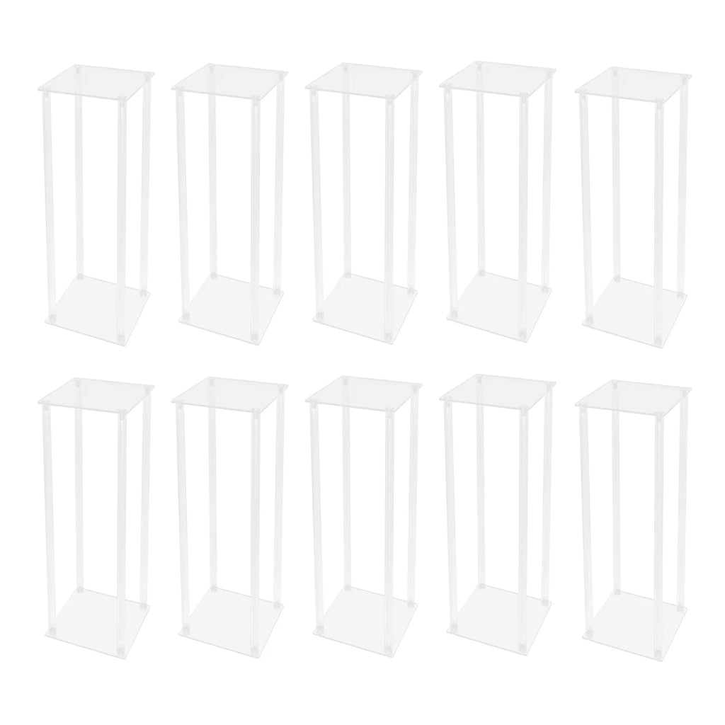 10Pcs Clear Acrylic Flower Stands Rectangular Flower Display Stand Acrylic Wedding Flower Stand 20x20x60cm