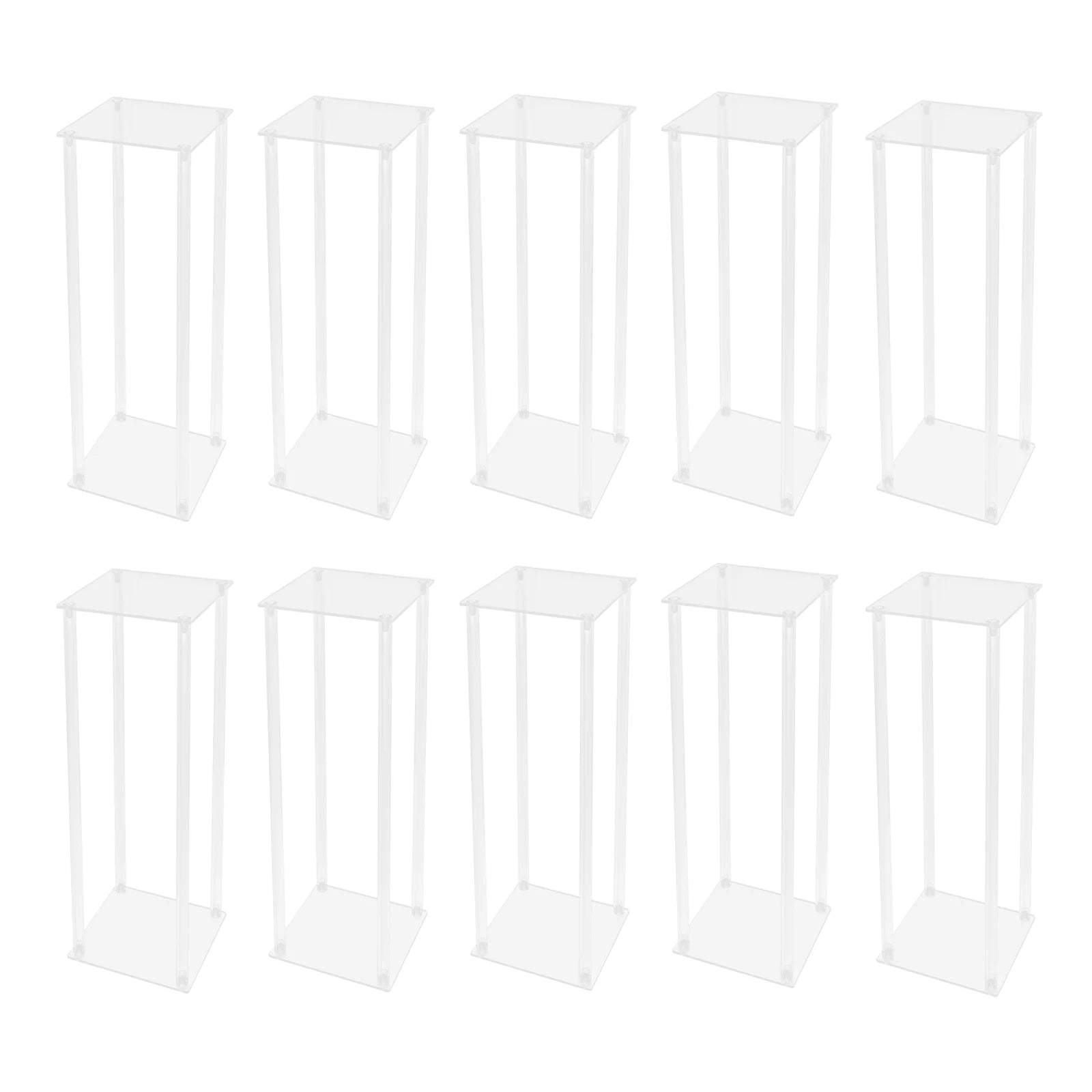 10Pcs Clear Acrylic Flower Stands Rectangular Flower Display Stand Acrylic Wedding Flower Stand 20x20x60cm