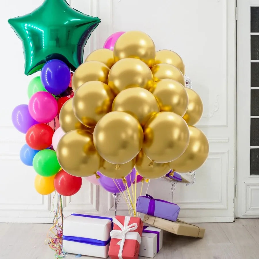50pcs Metallic Gold Balloons Helium Quality 12inch Chrome Gold Latex Balloons for Balloon Garland Arch as Wedding Graduation Bi