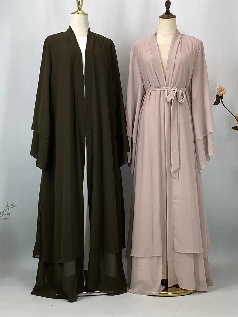 2025 Ramadan Kebaya Chiffon Open Abaya – Modest Women Muslim Kaftan Dress
